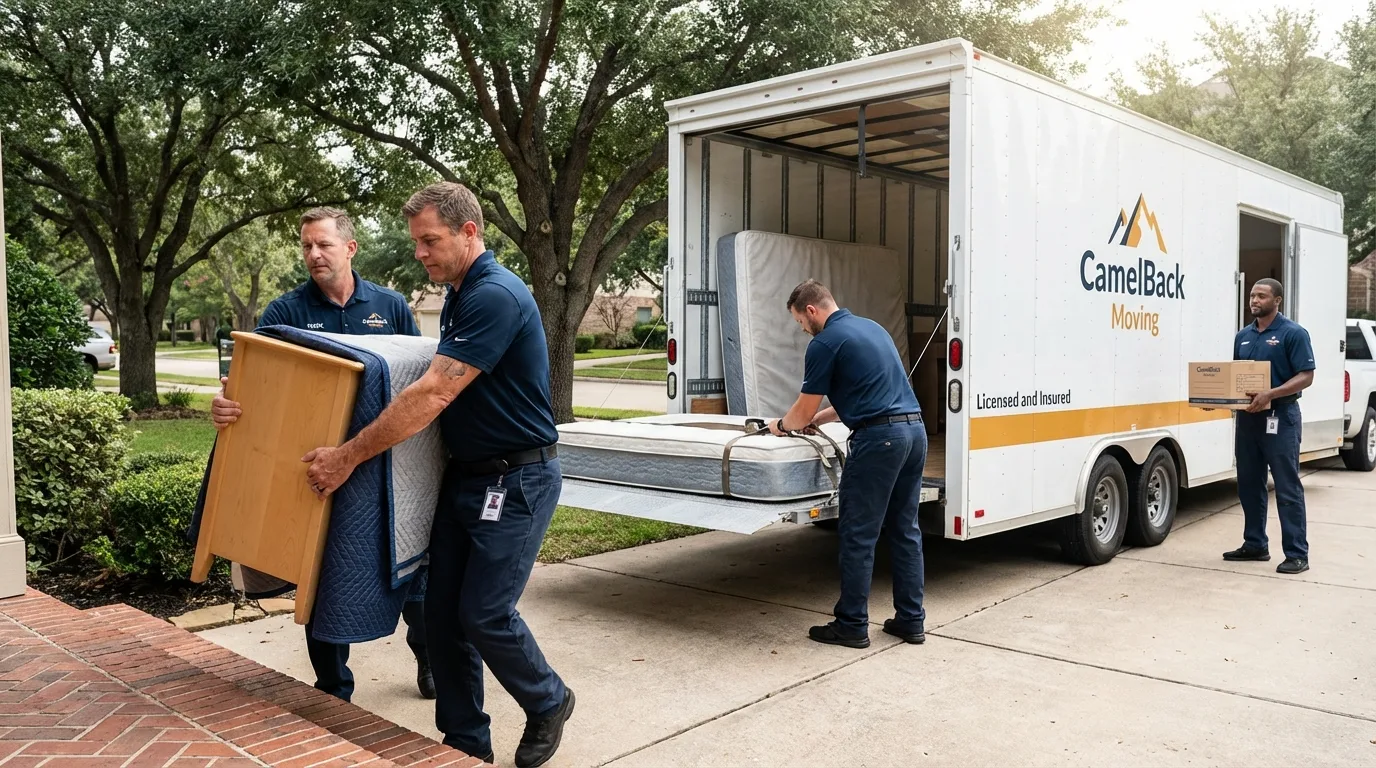 Crew loading residential truck for cross-state move from Pleasant Grove, AL